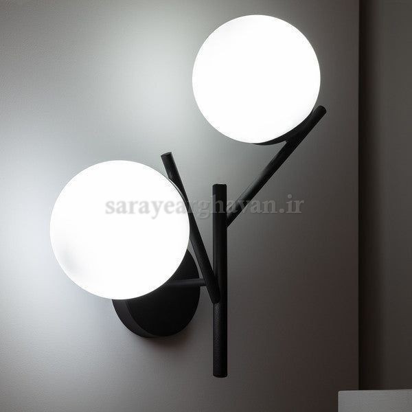 دیوارکوب(چراغ دیواری) مدرن فلزی 2 شعله، ارسال با حباب D136
