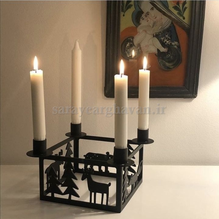 جاشمعی رومیزی مدرن فلزی,طرح جنگل N189